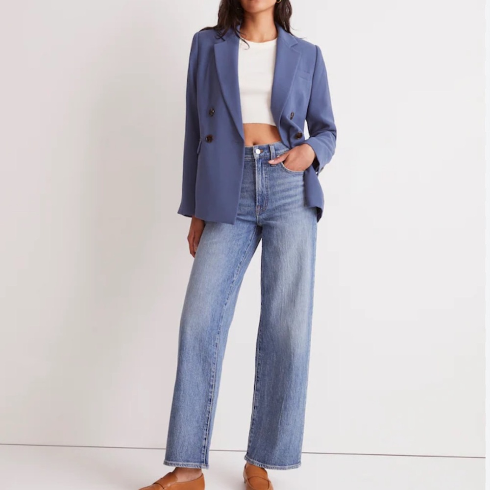 NEW MADEWELL Rosedale Blazer in Crepe Nighttime Blue